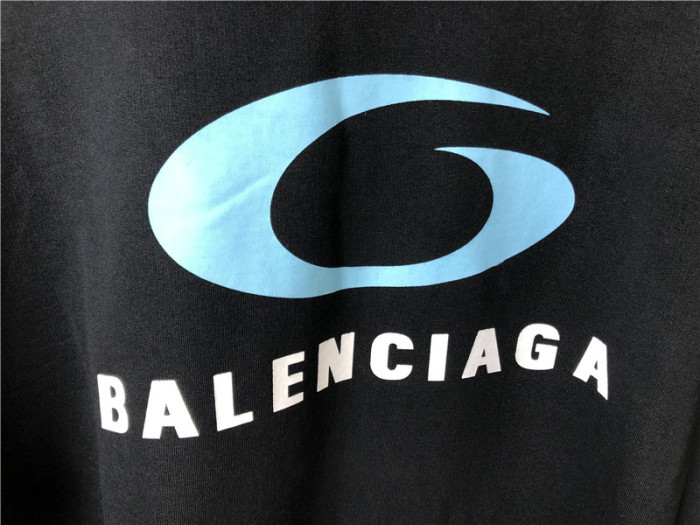 Balenciaga Black Hoodie With Blue Logo