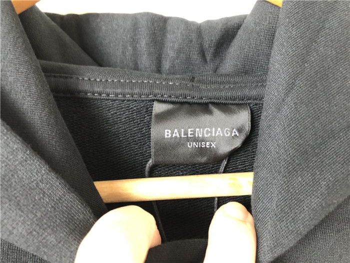 Balenciaga Black Hoodie With Blue Logo