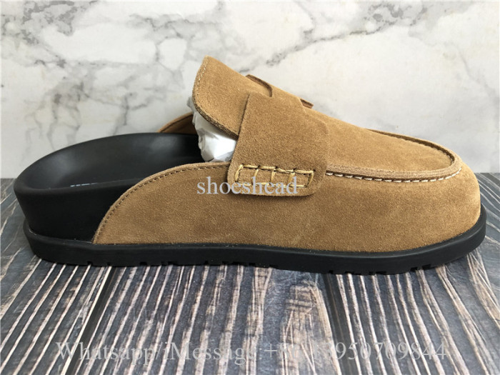 Hermes Brown Velvet Mule Sandals Slide
