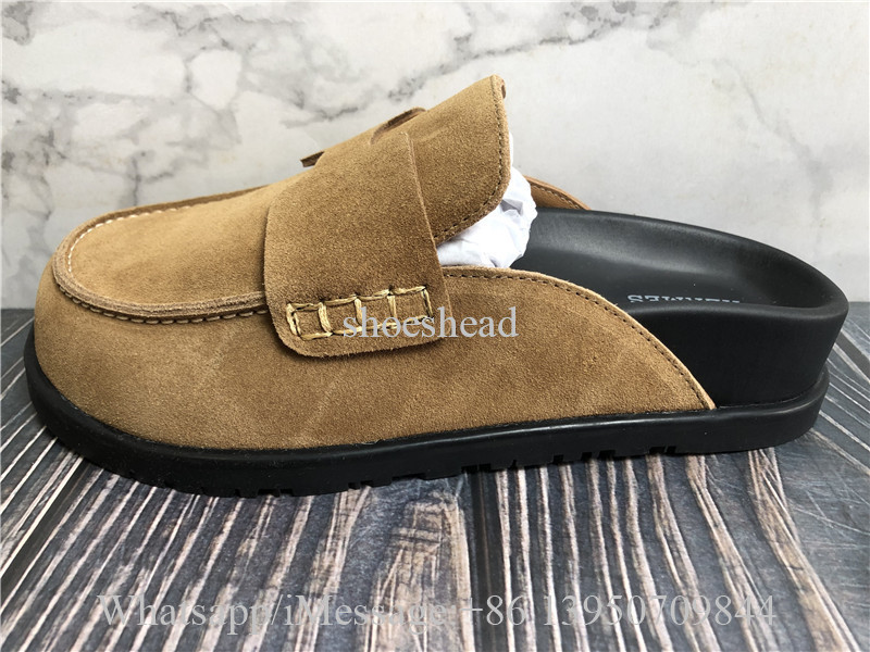 Hermes Brown Velvet Mule Sandals Slide