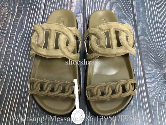 Hermes Green Mule Sandals