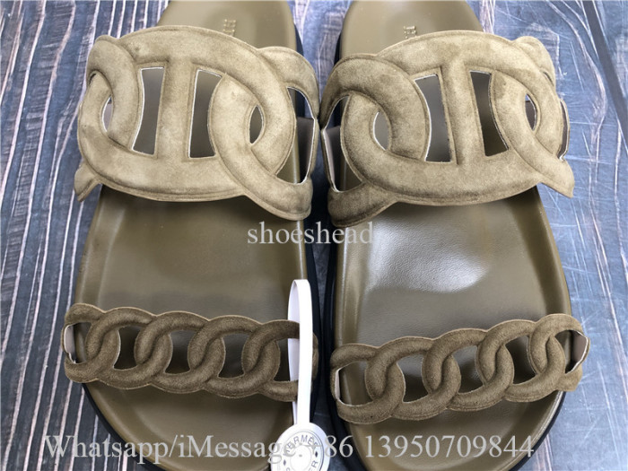 Hermes Green Mule Sandals