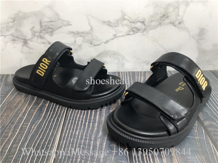 Christian Dior Black Lambskin Dioract Slide Sandals