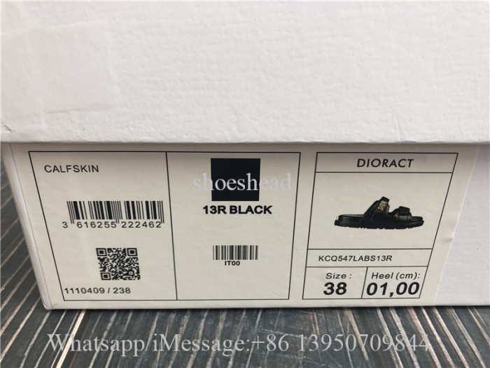 Christian Dior Black Lambskin Dioract Slide Sandals