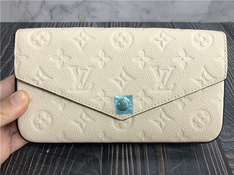 Original Louis Vuitton Felicie Pochette Cream in Calfskin Leather With Gold-tone