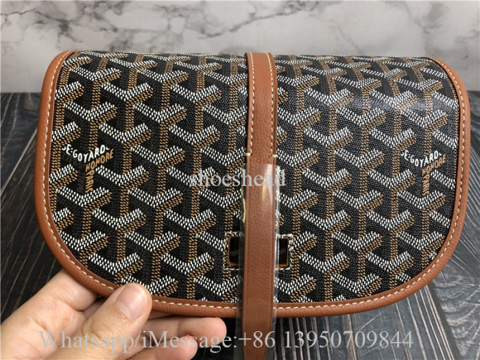 Original Goyard Belvedere II Messenger Bag Coated Canvas MM  Black Brown