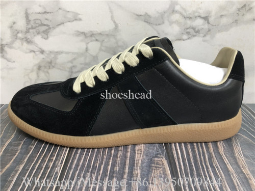 Maison Margiela Replica Leather And Suede Sneakers Black