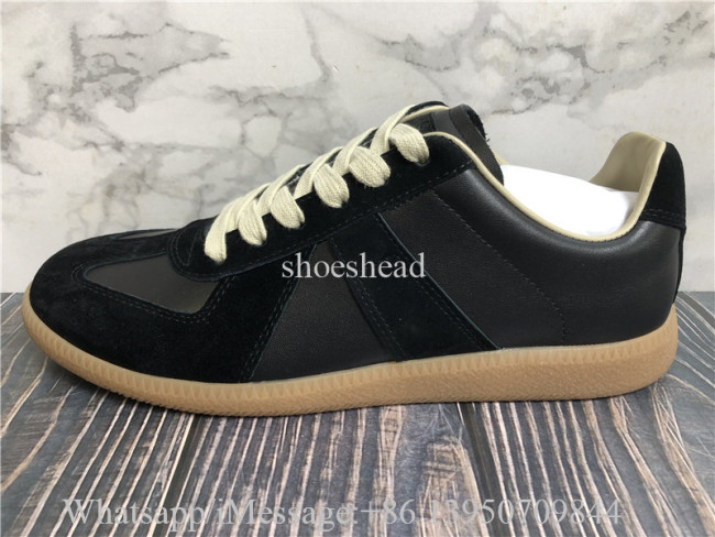 Maison Margiela Replica Leather And Suede Sneakers Black