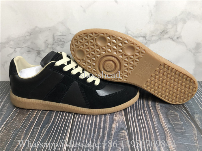 Maison Margiela Replica Leather And Suede Sneakers Black