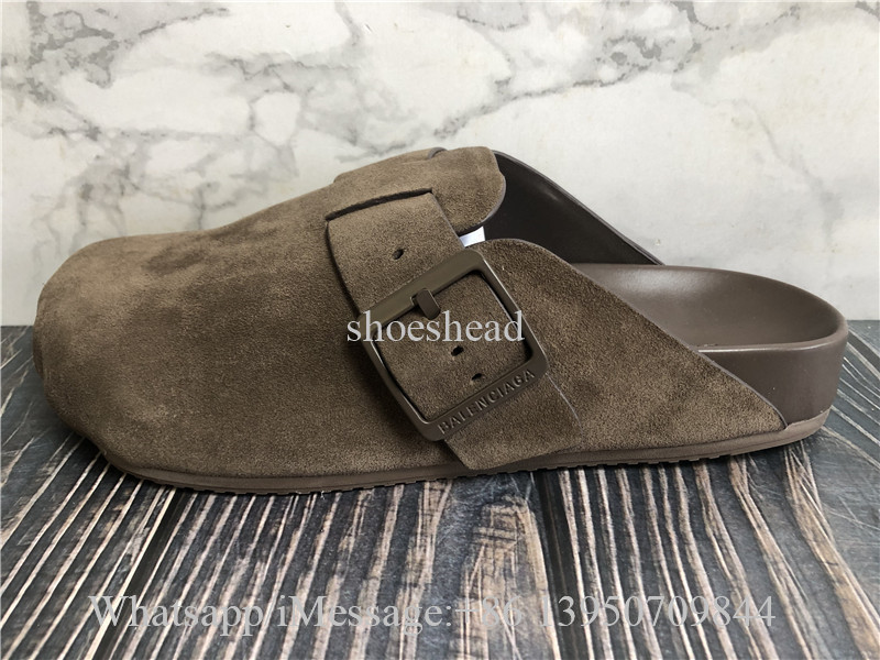 Balenciaga Brown Velvet Sandals Slipper