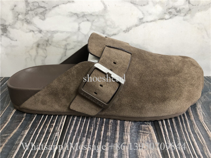 Balenciaga Brown Velvet Sandals Slipper