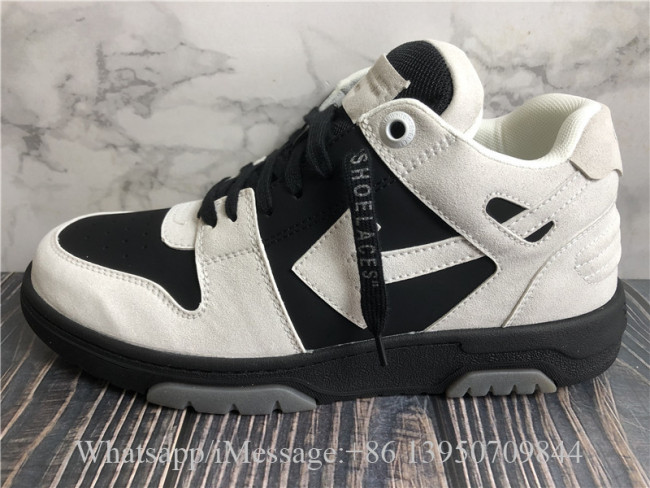 Off White Light Gray Black Out Of Office Suede Sneaker