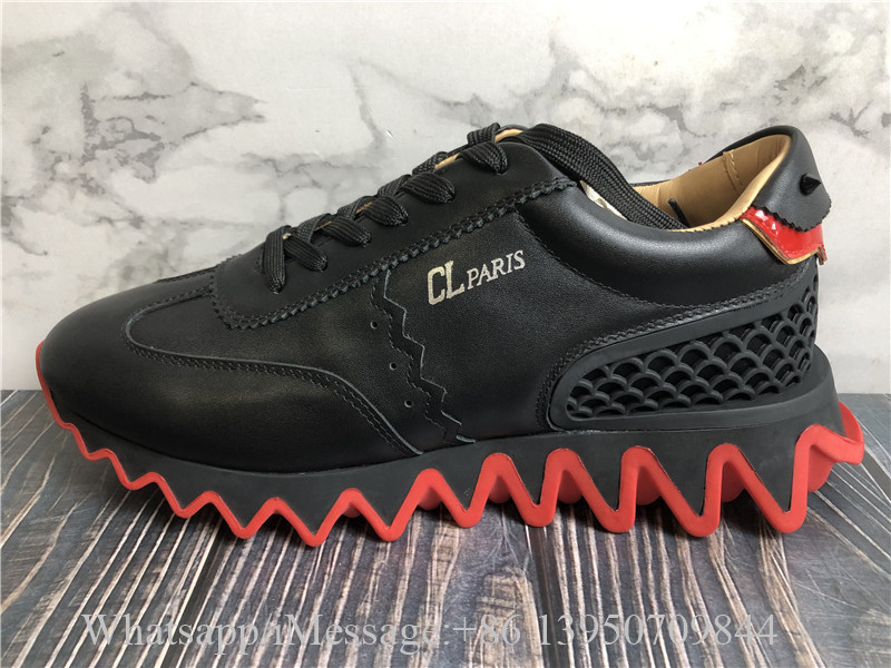 Christian Louboutin Black Leather Loubishark Low Top Sneaker