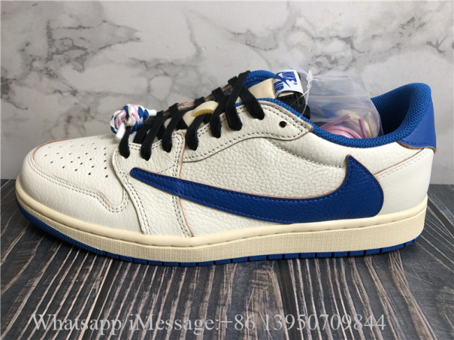 Super Quality Fragment x Travis Scott Air Jordan 1 Low OG OG SP Sail Military Blue