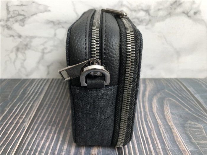 Original Christian Dior Oblique Double Zipped Pouch Crossbody Bag