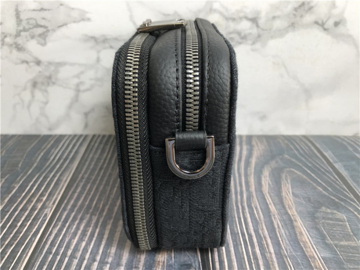 Original Christian Dior Oblique Double Zipped Pouch Crossbody Bag