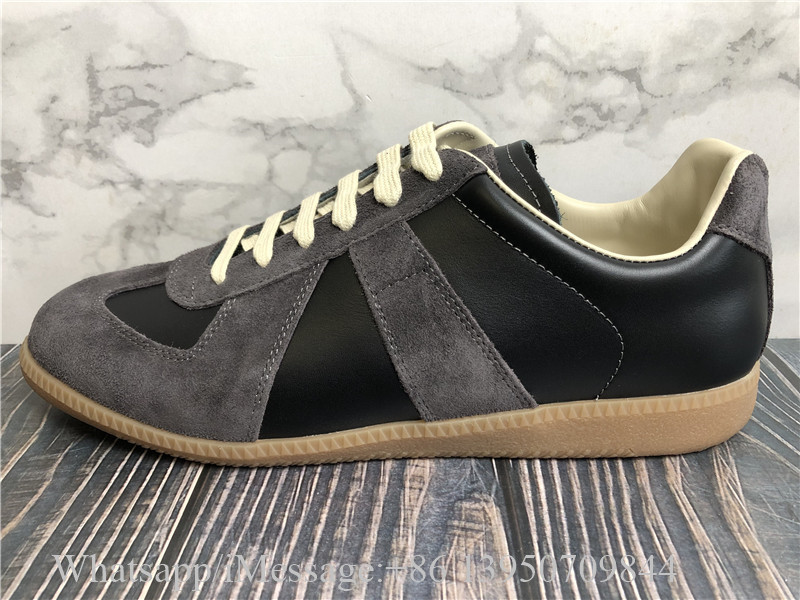 Maison Margiela Replica Leather And Suede Sneaker Black Brown