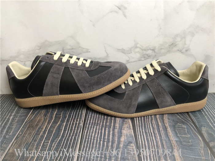 Maison Margiela Replica Leather And Suede Sneaker Black Brown