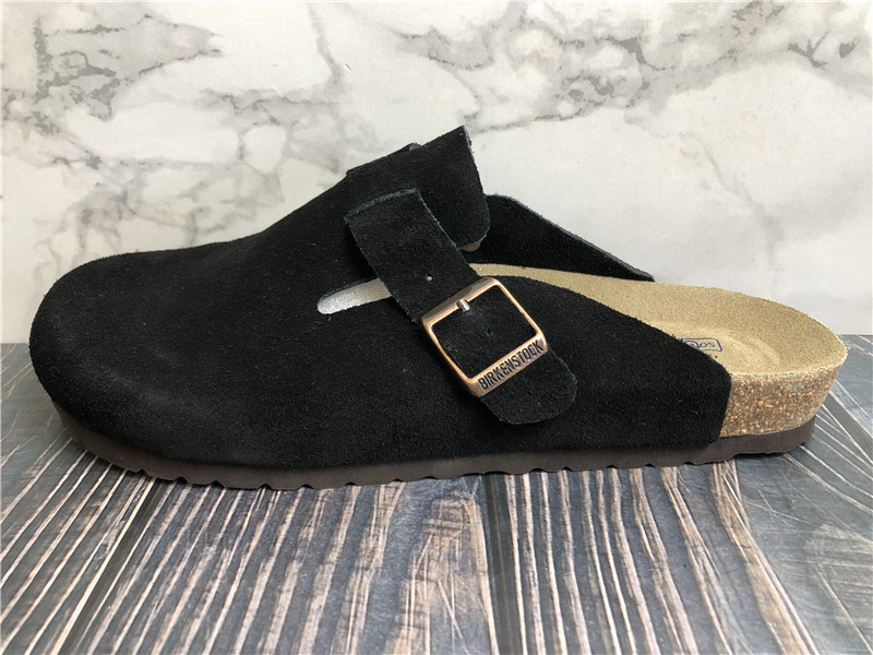 Birkenstock Boston Soft Footbed Black Suede Sandals
