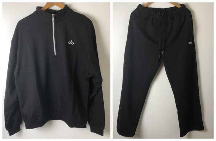 Alo Accolade Black Hoodie And Pants Tracksuit