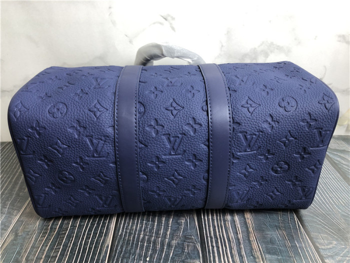 Original Louis Vuitton Keepall Leather Blue Plain Bag 35cm