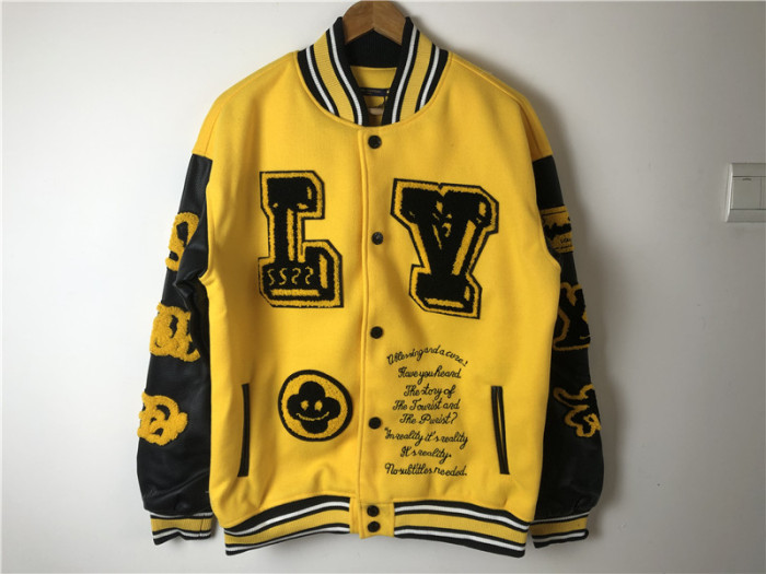 Louis Vuitton Graphic Print Varsity Jacket Yellow