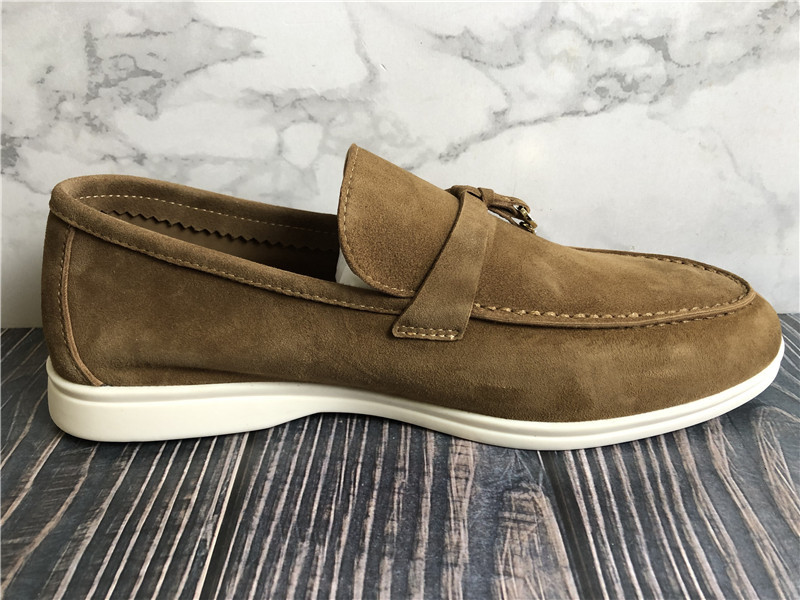 Loro Piana Summer Charms Walk Loafers Brown Suede