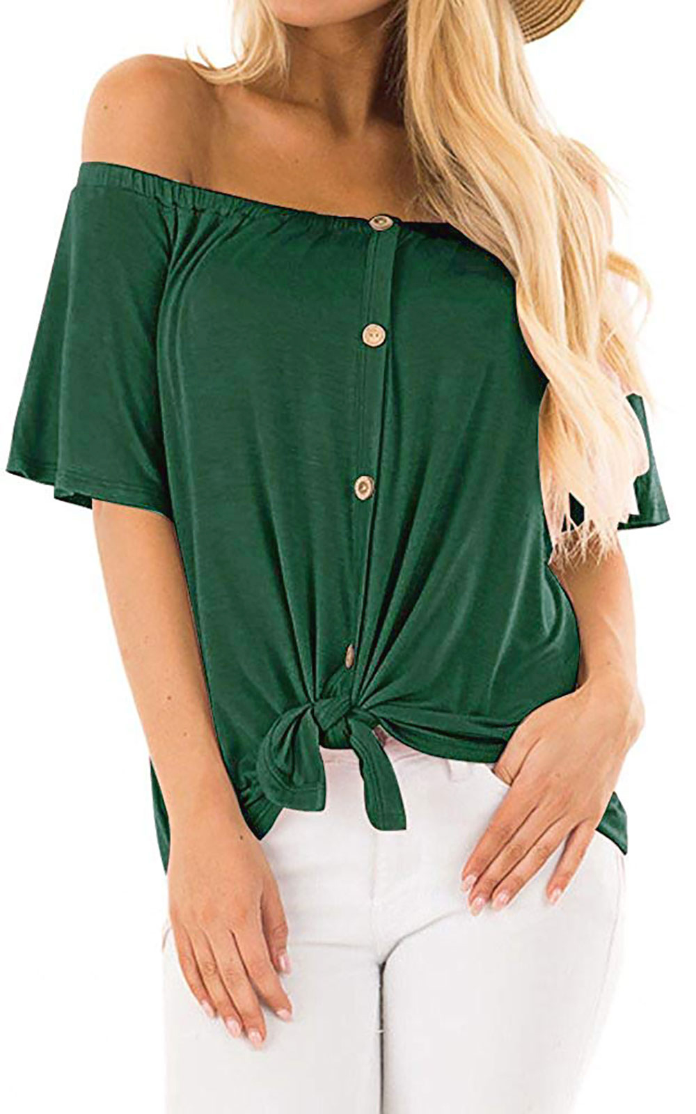green flowy top