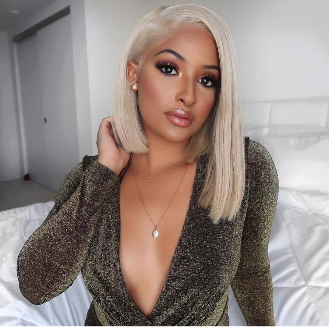 US$ 49.99 - Silky Short Bob Wig Platinum Blonde Color ...
