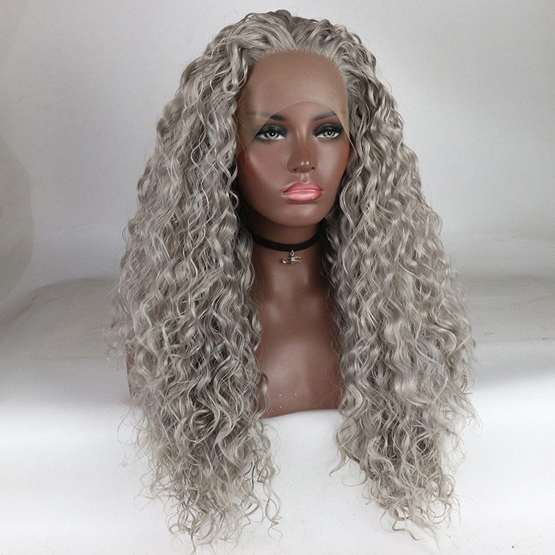 Ladiesstar Half Hand Tied Loose Curly Gray Heat Resistant ...