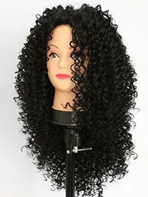 synthetic jerry curl lace front wig