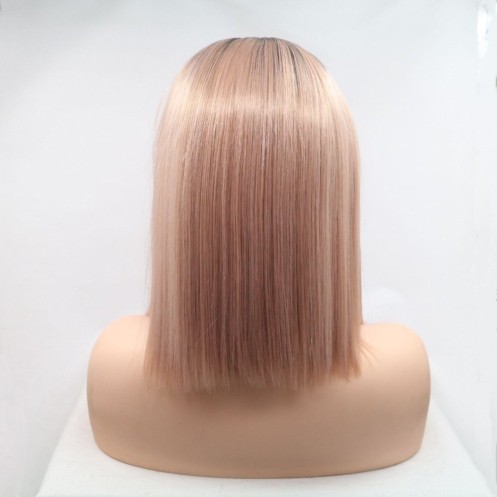 Ladiesstar Ombre Synthetic Lace Front Wig Bob Cut Dark Roots
