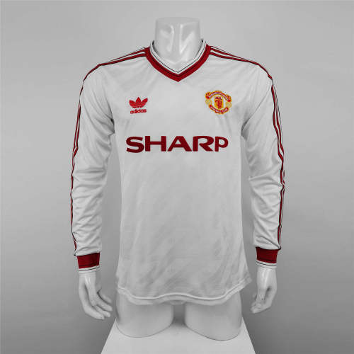 Manchester United white Long Sleeve Retro Jersey 1986