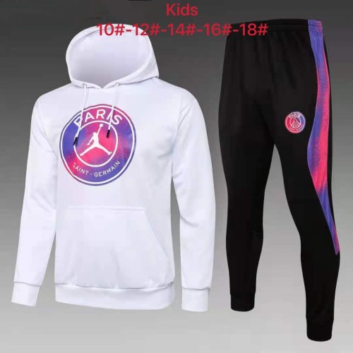 Paris Saint Germain X Jordan Kids Training Hoodie Suit 21/22 White-01