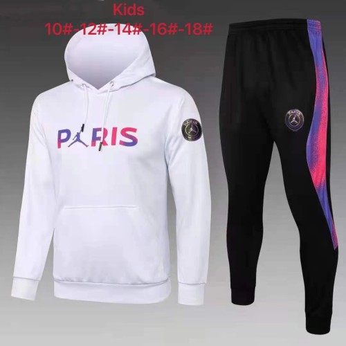 Paris Saint Germain X Jordan Kids Hoodie Suit 21/22 White-02