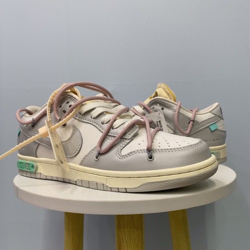 Off White x Dunk Low The 50 Gray White Pink Laces