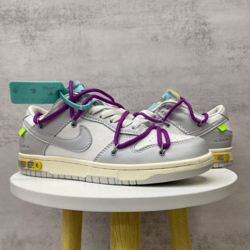 Off White x Dunk Low The 50 Gray White Purple Laces