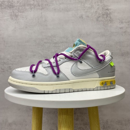 Off White x Dunk Low The 50 Gray White Purple Laces