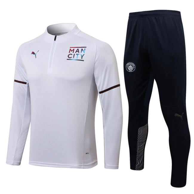 Manchester City Training Jersey Suit 21/22 White