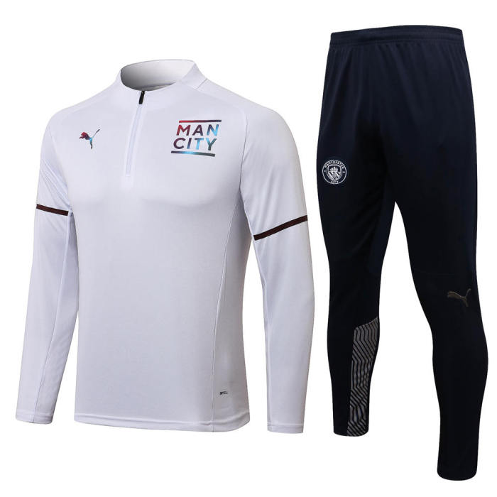 Manchester City Training Jersey Suit 21/22 White