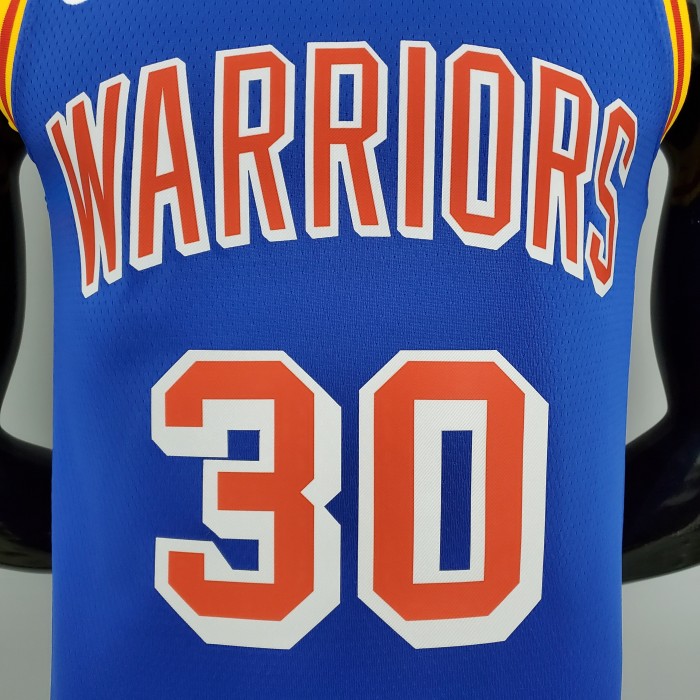 2022 Men's NBA Golden State Warriors Jerseys Stephen Curry 75th Anniversary  Blue Basketball Jersey