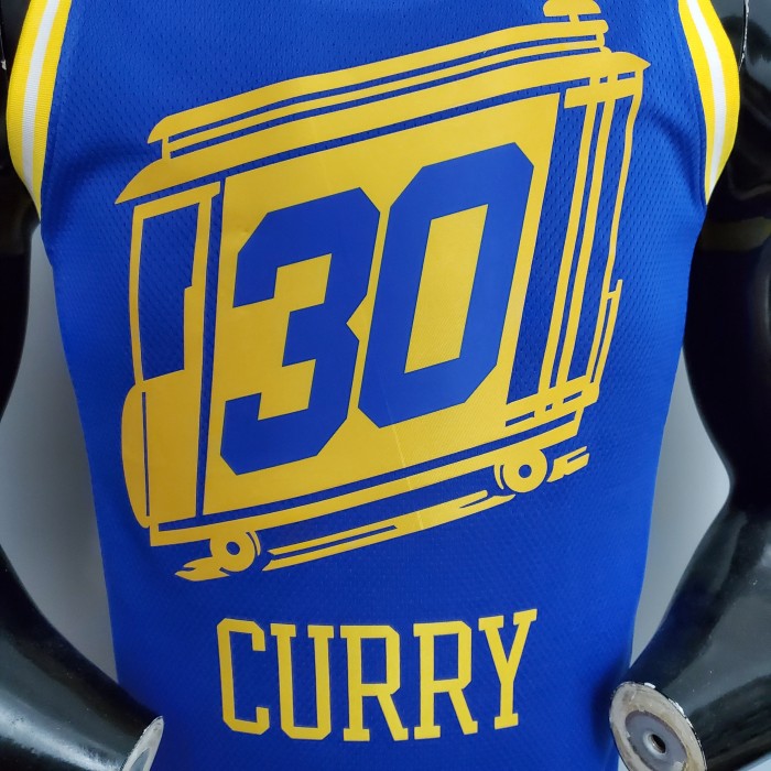 Stephen Curry Golden State Warriors Tram Version Swingman Jersey Retro Blue