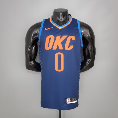 Russell Westbrook Oklahoma City Thunder Swingman Jersey Blue Stripes