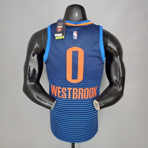 Russell Westbrook Oklahoma City Thunder Swingman Jersey Blue Stripes