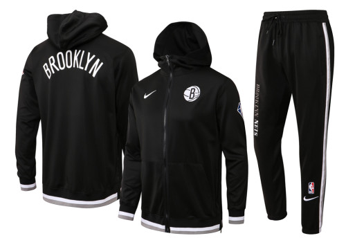 Brooklyn Nets Hooded Jacket Training Suit 21-22 Black