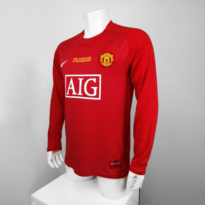 Manchester United Home Long Sleeve Champions' League Final Retro Jersey 2007/08