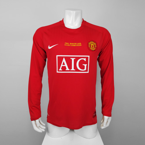 Manchester United Home Long Sleeve Champions' League Final Retro Jersey 2007/08