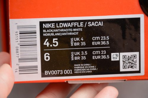 Nike LDWaffle Sacai Black/Anthracite-White