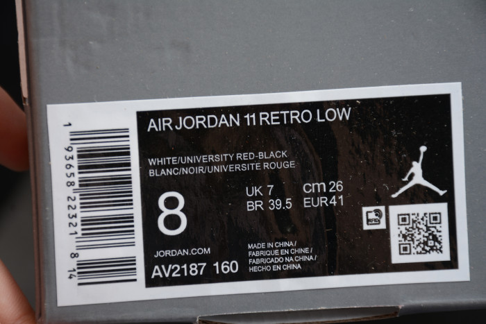Air Jordan 11 Low Black Red AV2187-160