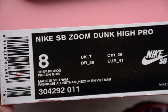 SB ZOOM Dunk High Pro Grey Pigeon 304292-011